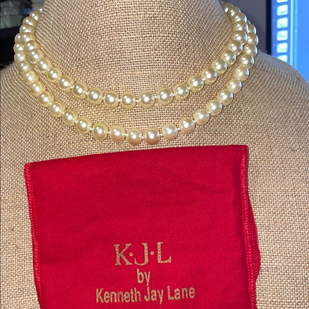 Kenneth Jay Lane Double Strand Pearl Necklace
